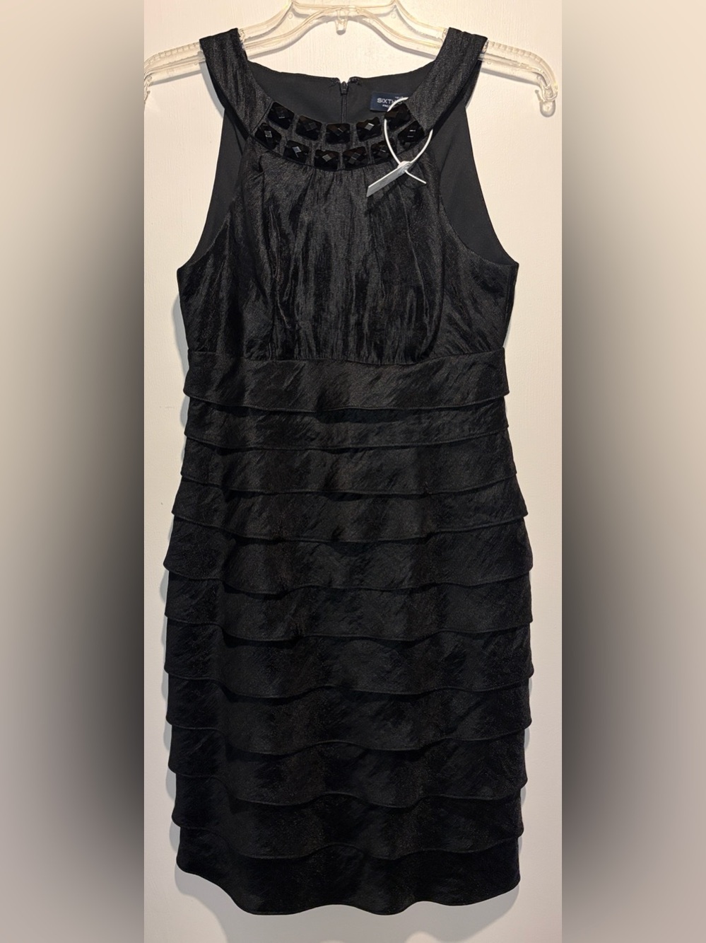 Your Sixth Sense NWT Black Flapper Style Halter Jewel Detail Neck Dress SZ 36/ 4